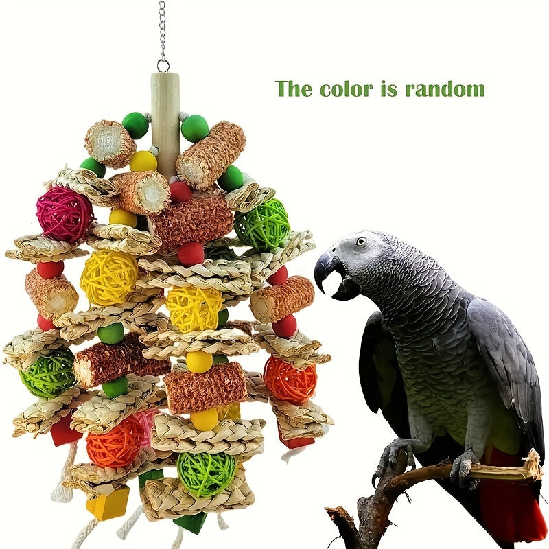 Colorful Wooden Bird Swing Toy with Bell for Small Birds Finches Budgies Conures Lovebirds