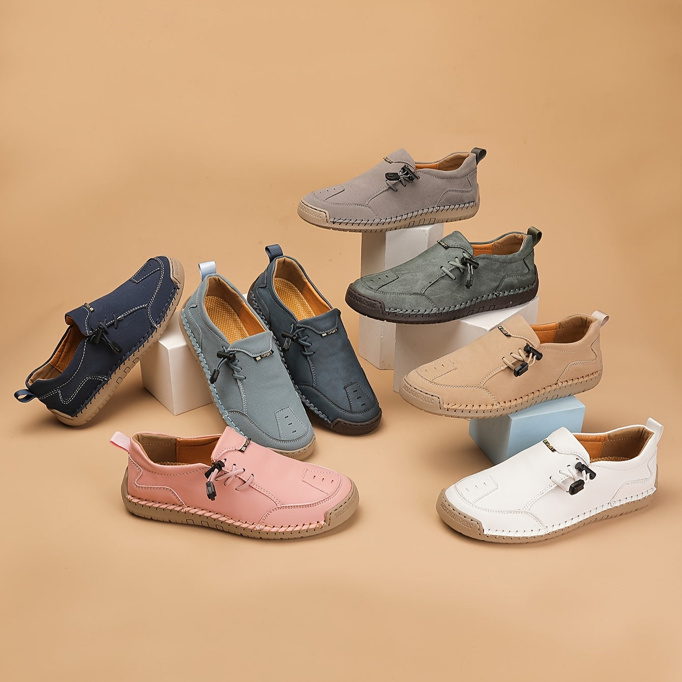 Women's Slip-On Sneakers with Rubber Sole, Breathable Fabric, All-Season Comfort