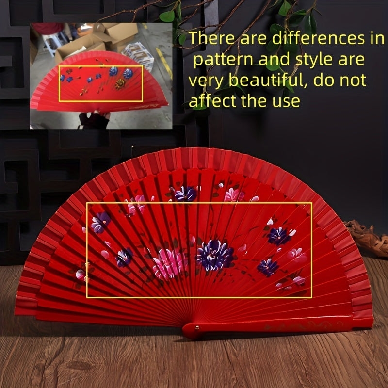 Wooden Folding Fan for Dancing and Home Decor with Printed Design
