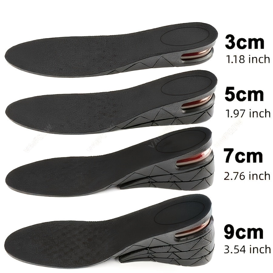 Men's Invisible Air Cushion Height-Increasing Insoles, Soft Leather, Adjustable, 2 Pairs