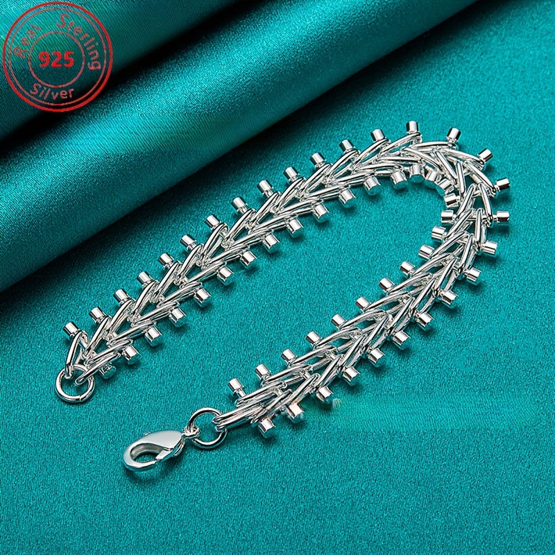 Sterling Silver Bracelet Double Bead Chain Retro Style Jewelry for Women