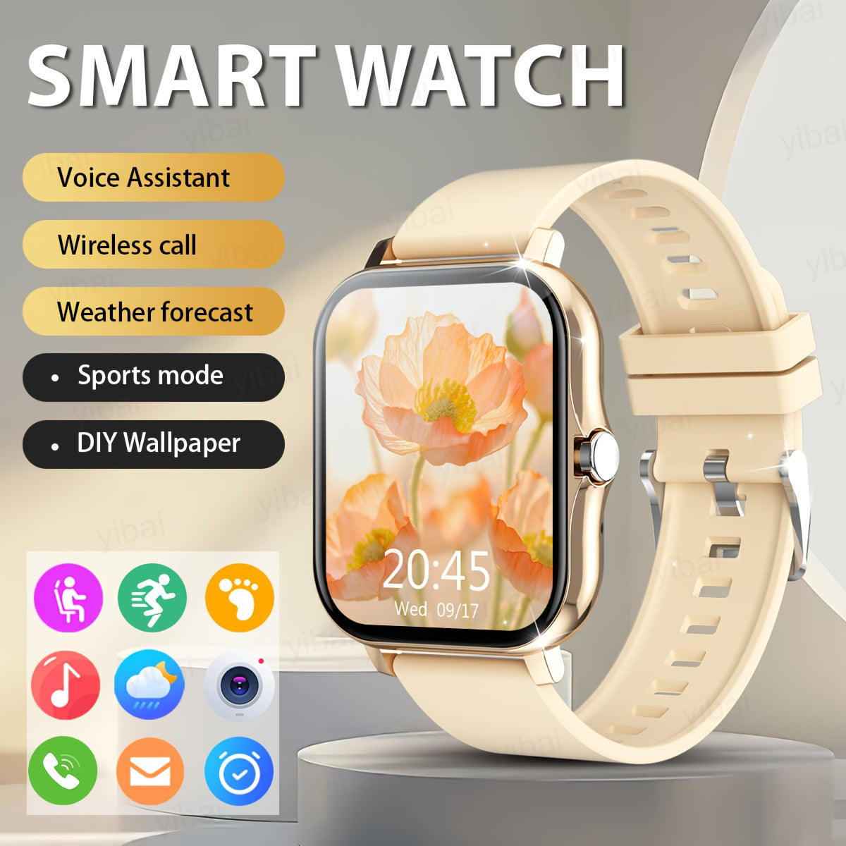 1.83-Inch Smart Watch for Men and Women with Sports Modes and Android iPhone Compatibility