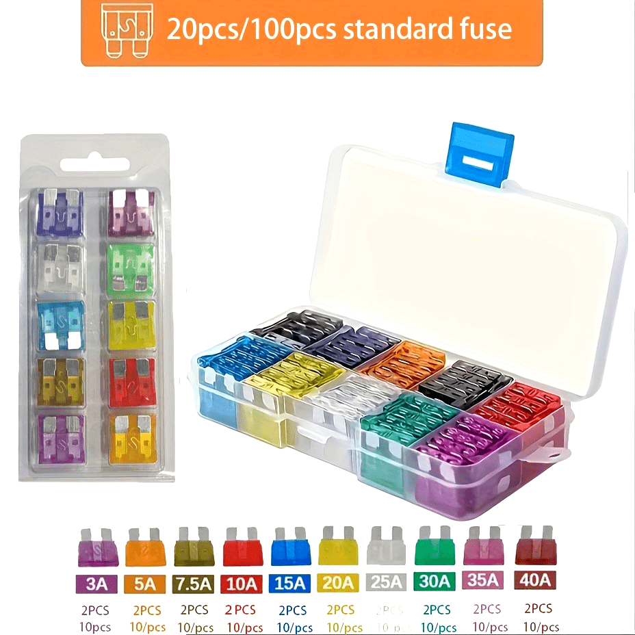 Car Auto Replacement Fuses Kit Assortment Blade Type 20 or 100 Pieces
