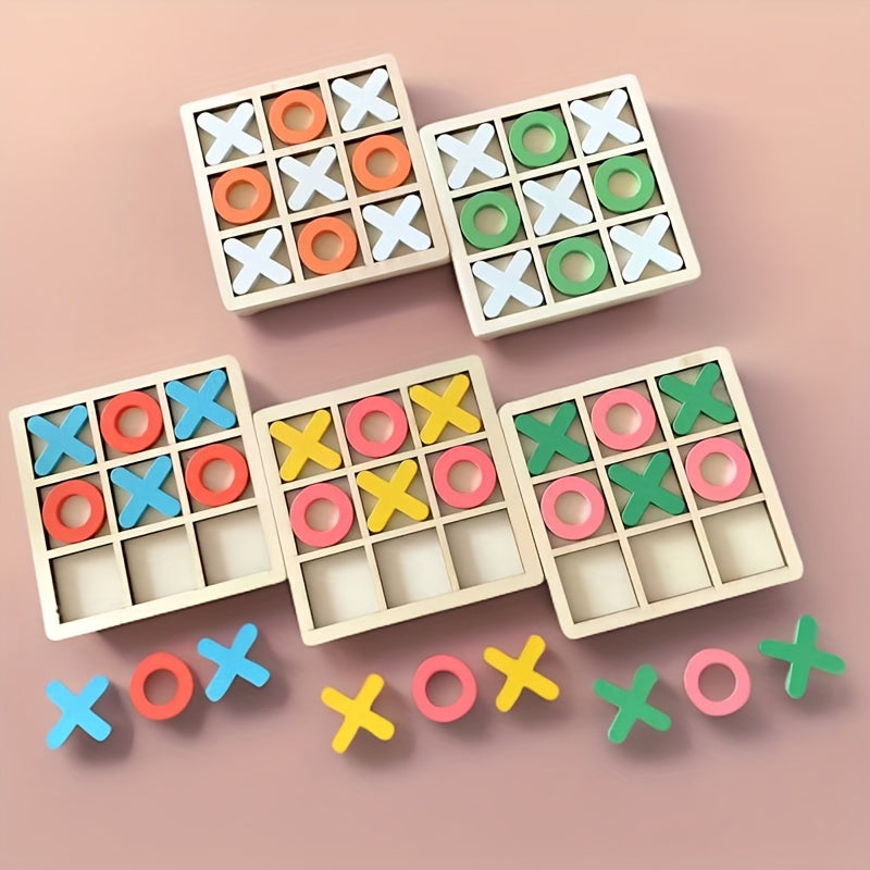 Bolalar uchun interaktiv strategiya o'yini - Yog'ochdan yasalgan tik-tak-toe o'yinchoq.