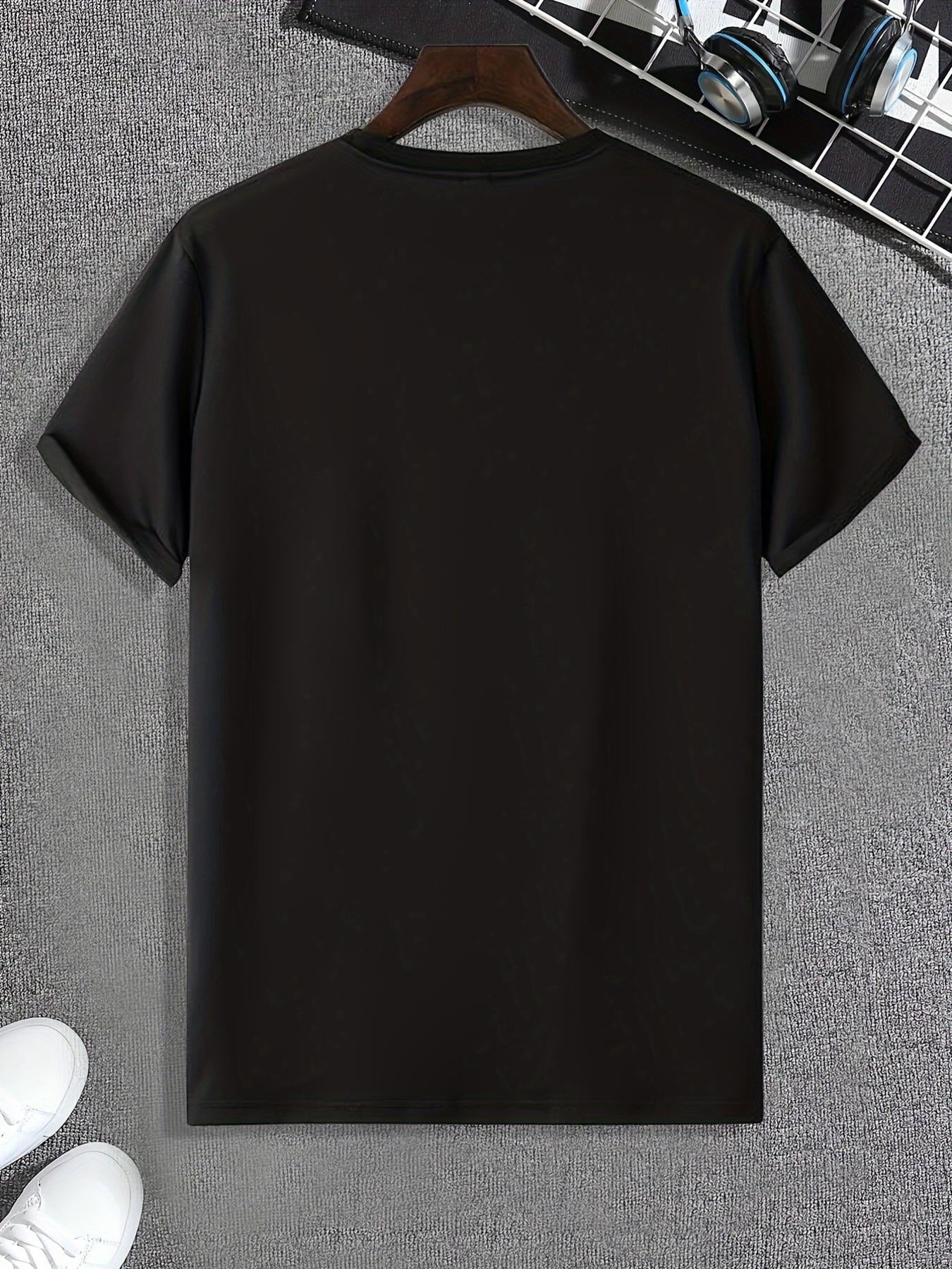 Camiseta de manga corta para hombre de poliéster con cuello redondo y patrón de alfabetos para verano casual