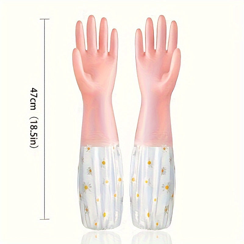Guantes de limpieza y cocina de PVC de manga larga, ambidiestros, ligeros, 1 par