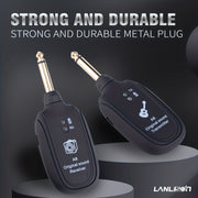 Transmisor de audio inalámbrico para guitarra eléctrica, bajo, instrumentos de viento, carga USB, negro