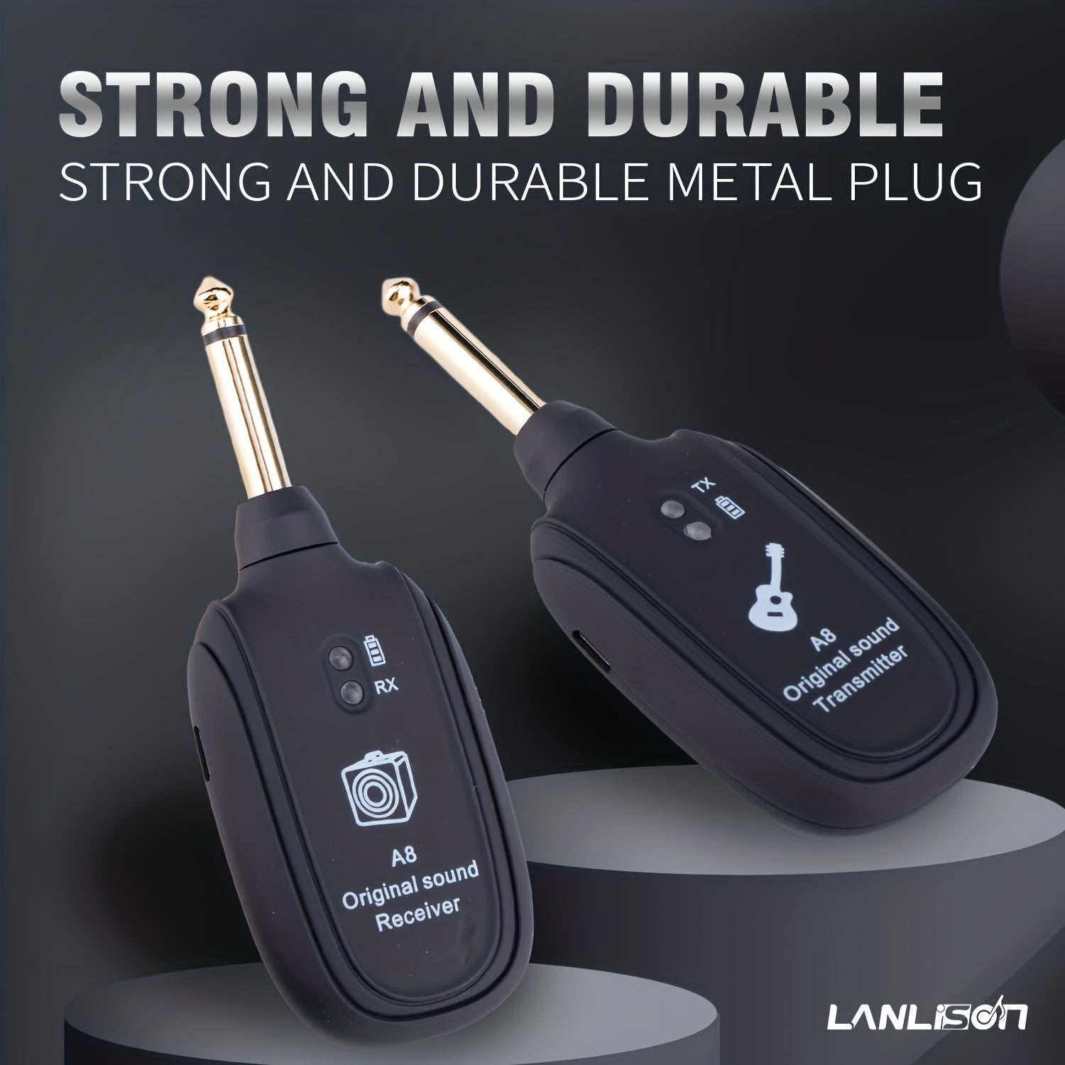 Transmisor de audio inalámbrico para guitarra eléctrica, bajo, instrumentos de viento, carga USB, negro