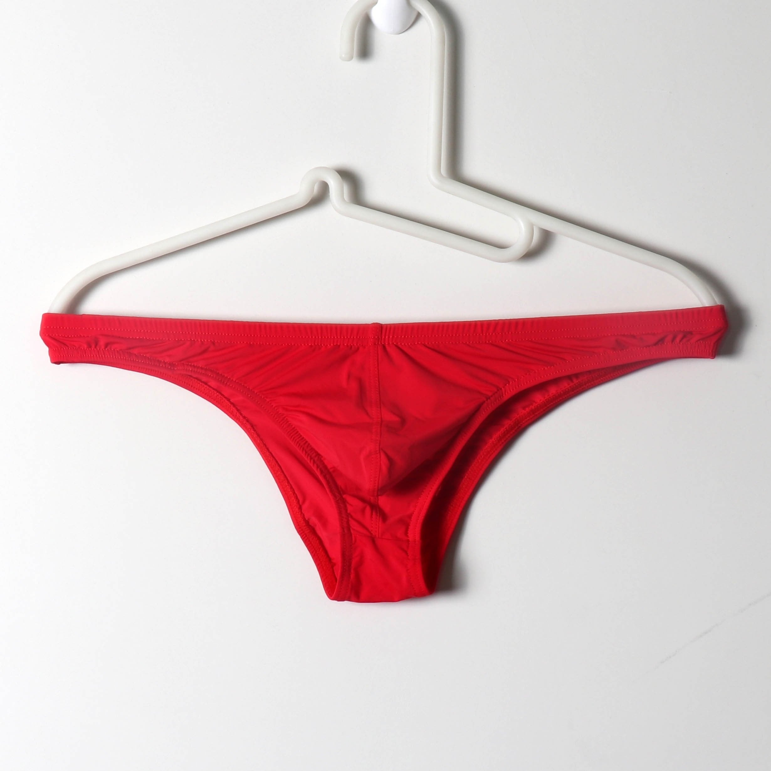 Men's Low-Rise Breathable Triangle Underwear Solid Color Semi-Sheer U-Shaped Pouch