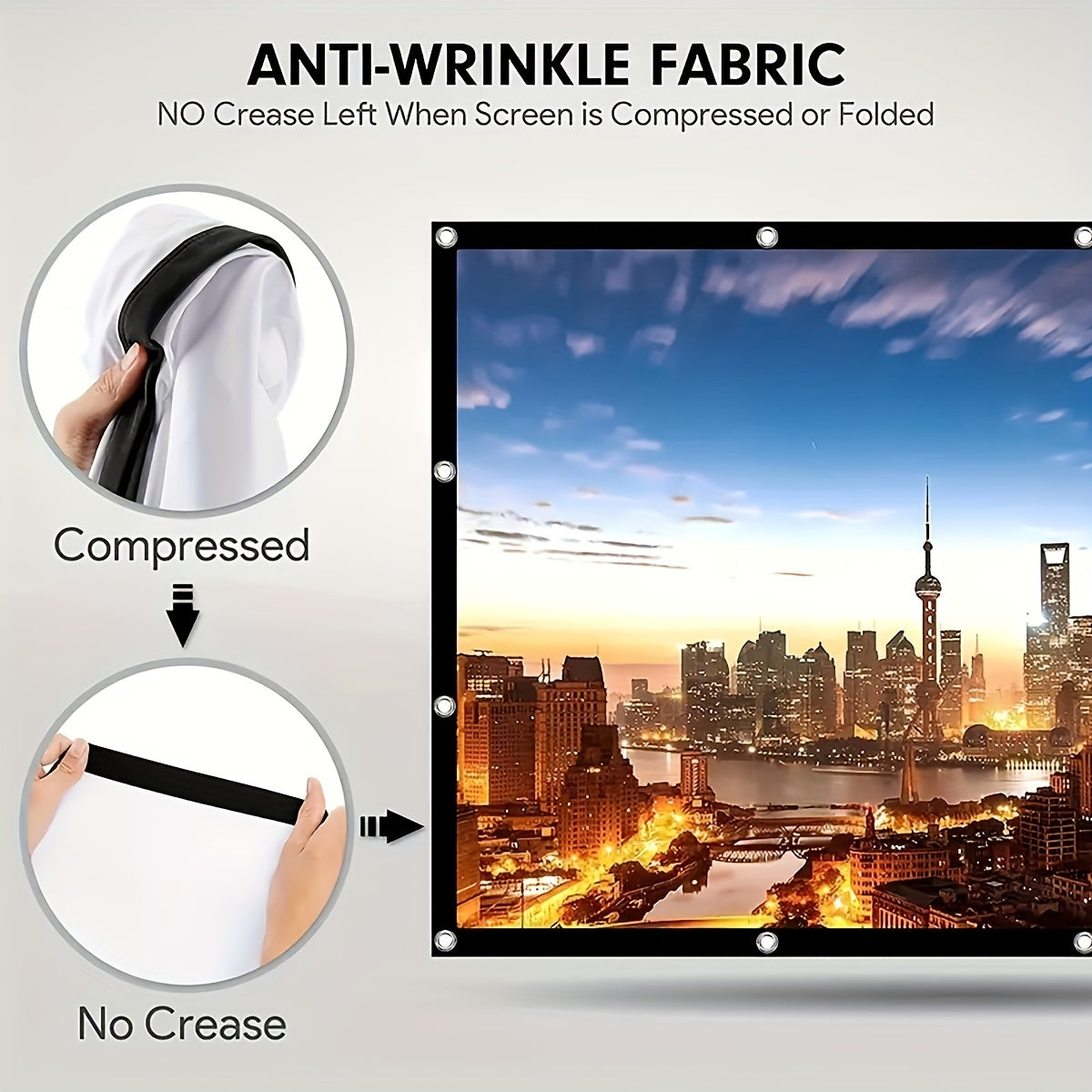 150-Inch HD Portable Foldable Projection Screen for Indoor Outdoor Use