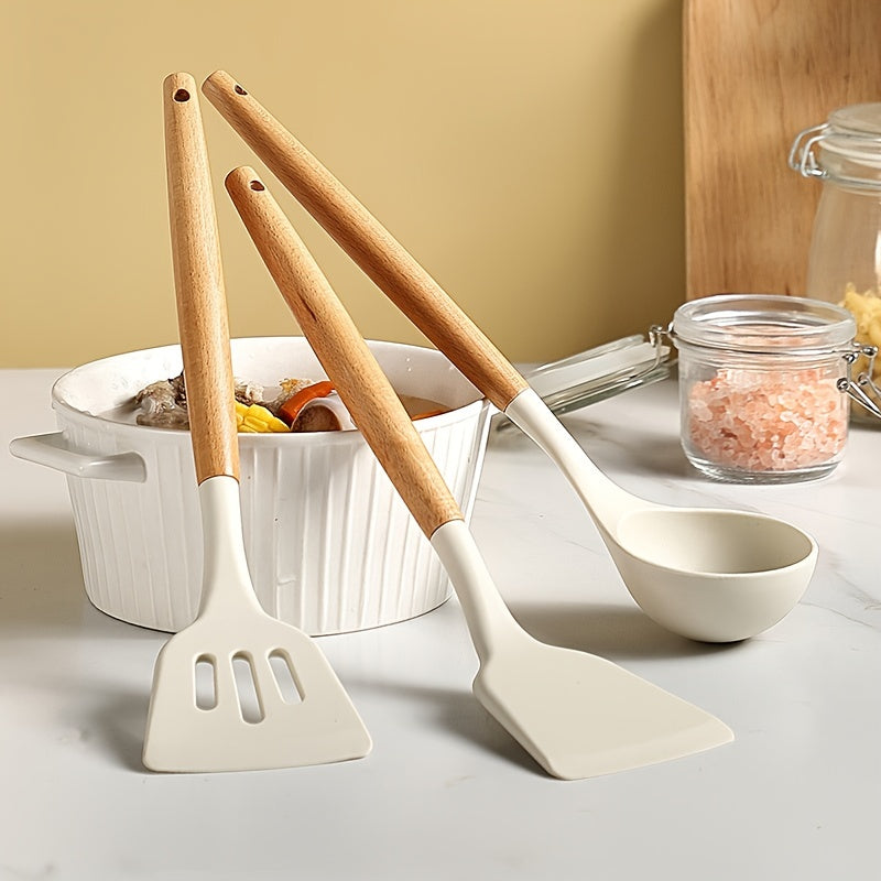 Silicone Spatula with Wooden Handle for Non-Stick Cooking and High Temperatures