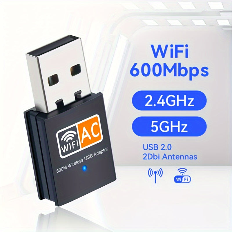600Mbps Ikki bantli USB WiFi adapteri Windows 8 va Mac OS uchun