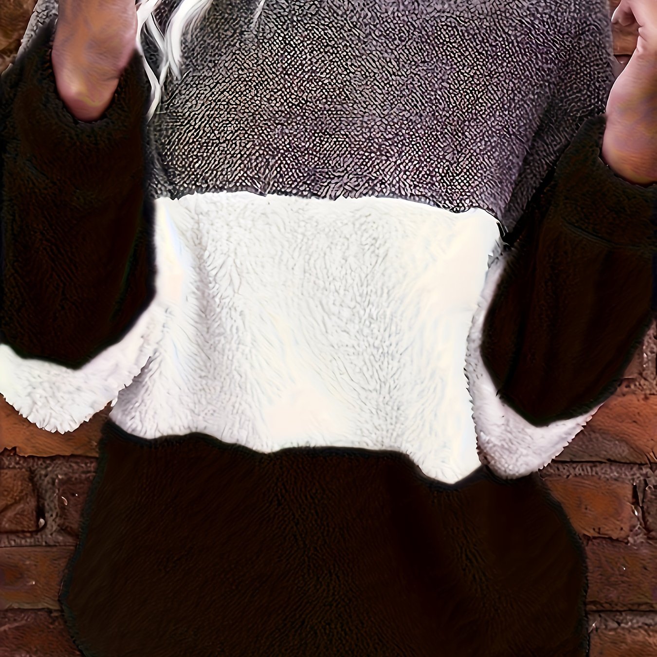 Plus Size Women's Fleece Hoodie Color Block Striped Loose Fit Pullover Winter Warmth