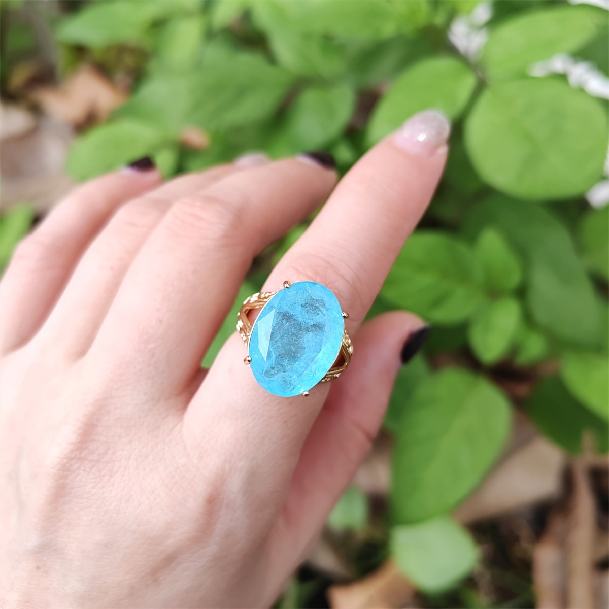 Oval Palaiba Crystal Jewelry Set for Women Ring and Earrings Gift-Ready