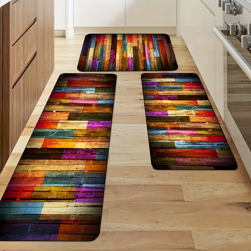 Rang-barang geometrik pol to'shagi oshxona uy dekoratsiyasi uchun yopishqoqsiz gilam 24x36 dyuym