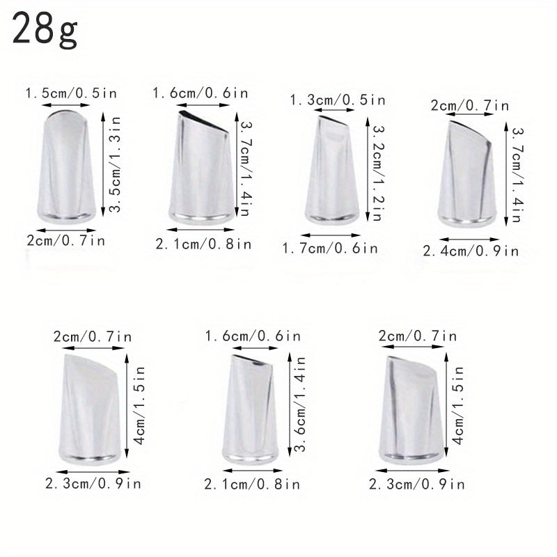 Kek bezash uchun 7 ta metall shprits bilan to'plam, krema va fondant dizaynlari uchun