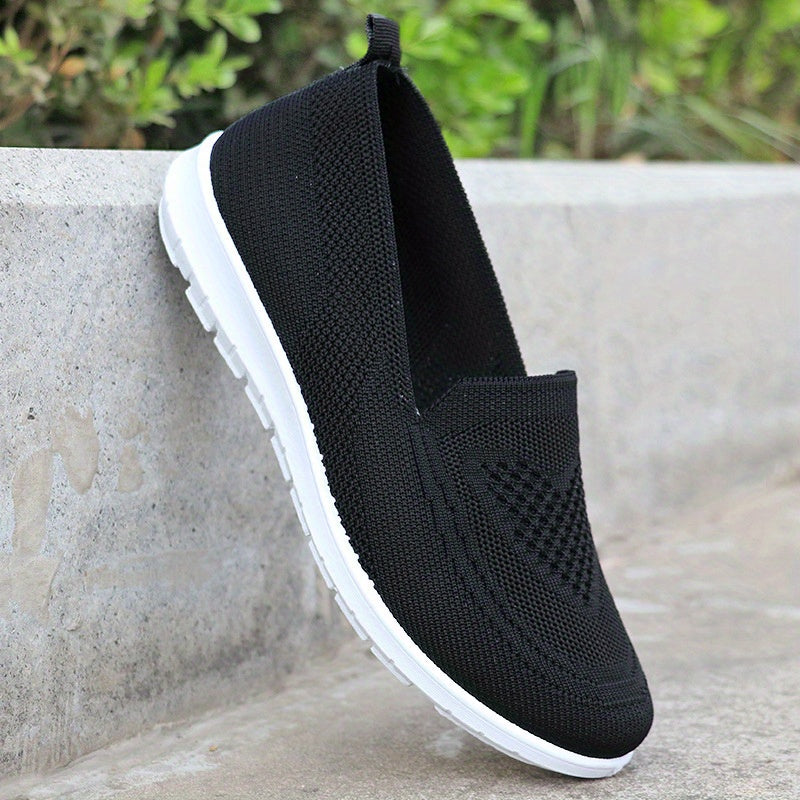 Women's Summer Slip-On Sneakers Breathable Fabric Flat Shoes in Solid Color