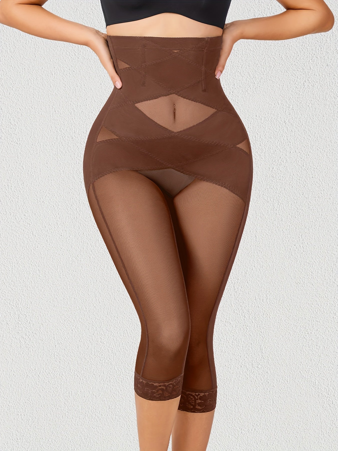 Women's High Waist Shaping Shorts Tummy Control Butt Lift Solid Color Knit Fabric