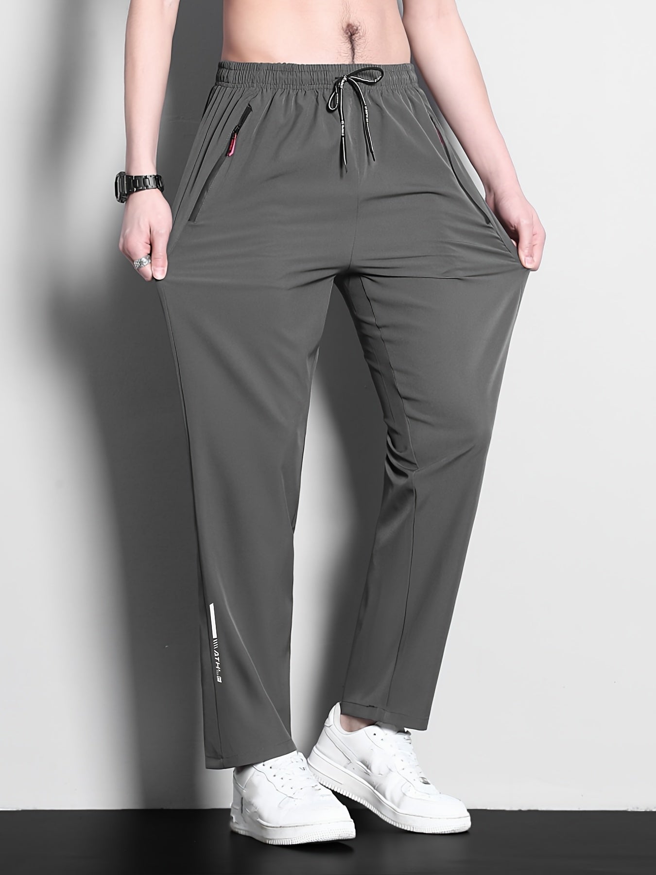 Men's Athletic Pants 3-Pack Quick-Dry Polyester Zipper Regular Fit for Training and Fitness in Black Navy