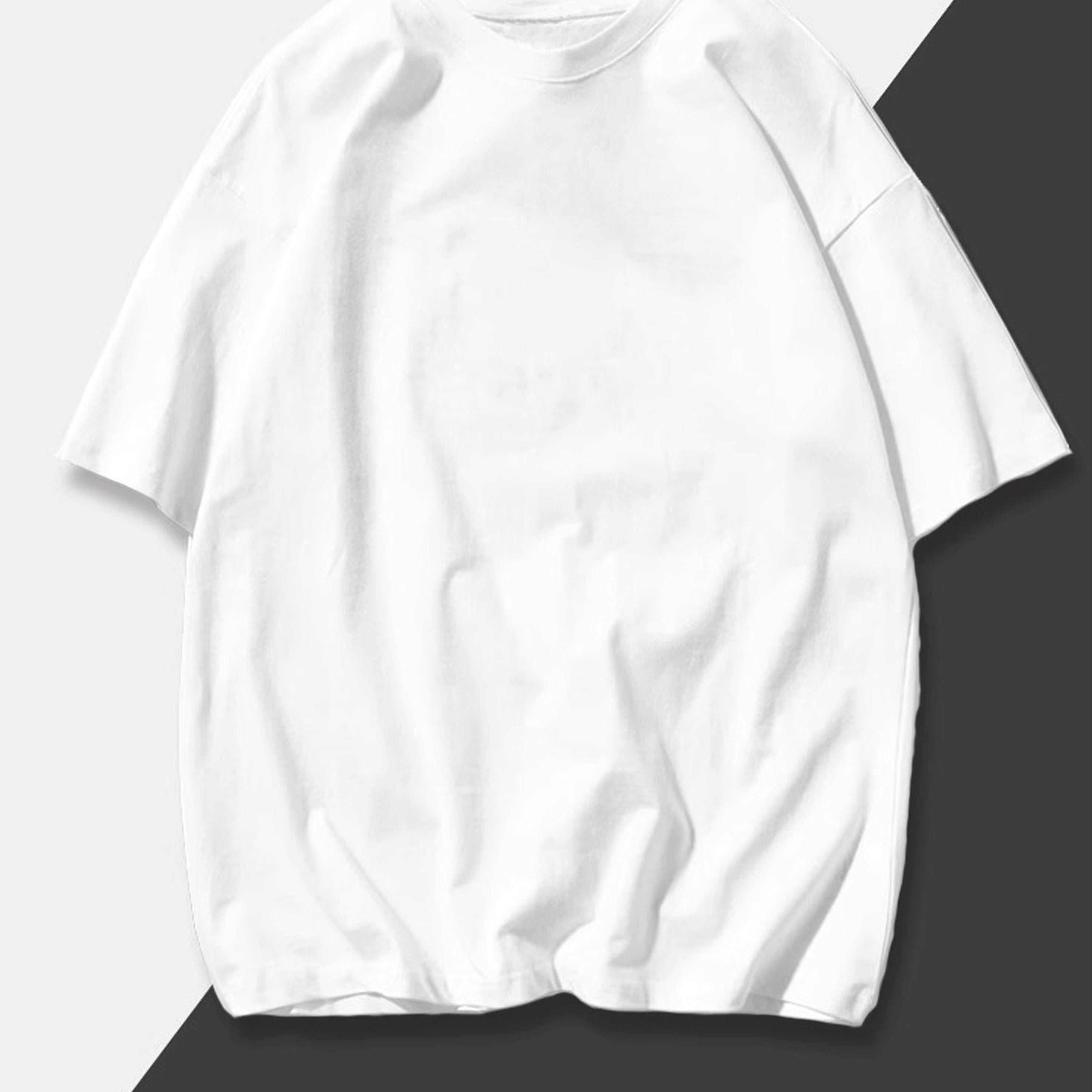 Camiseta de algodón unisex para verano, 260 g, corte holgado, cuello redondo, manga corta, color sólido