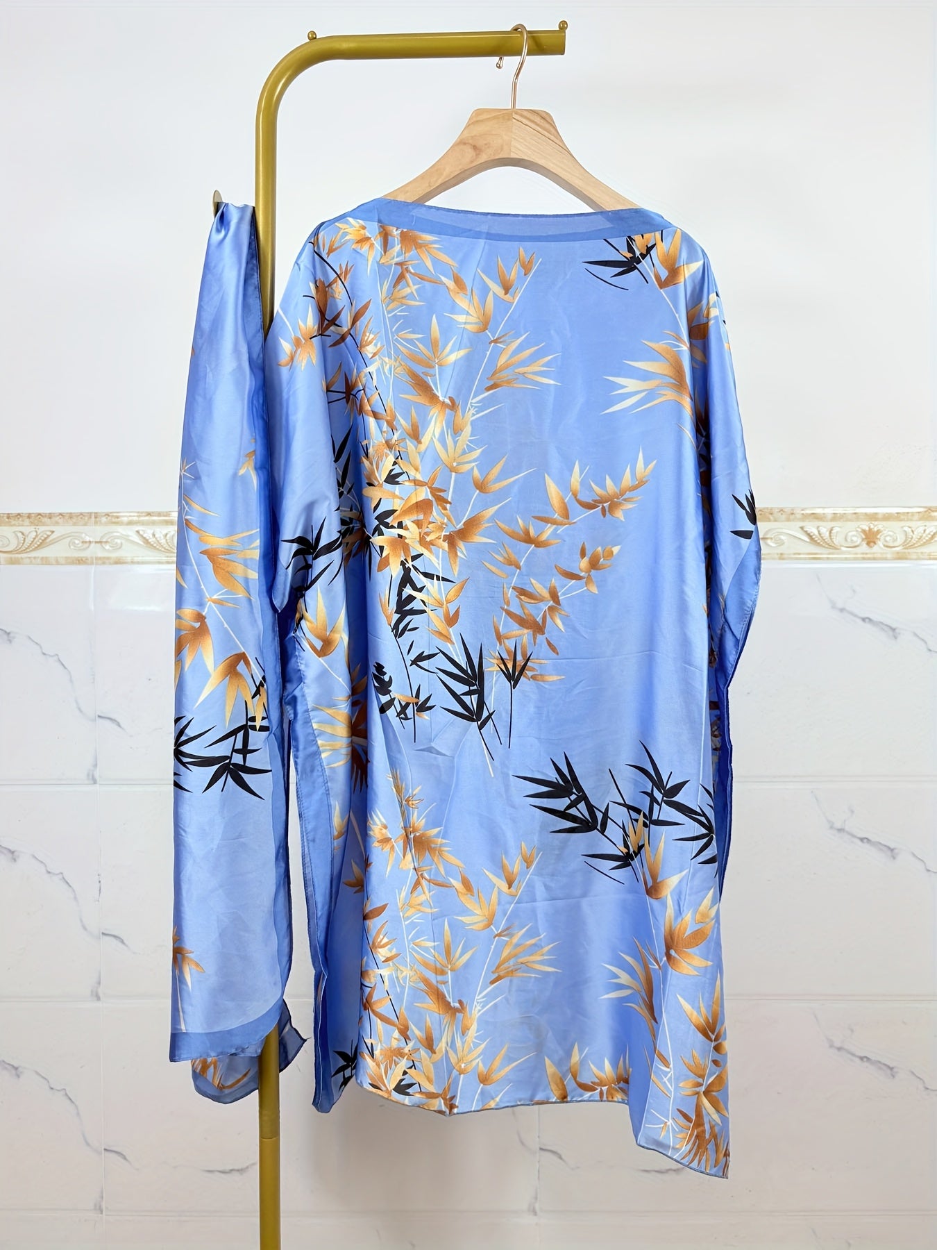 Plus Size Bohemian Printed Robe Women’s Summer Dress With Batwing Sleeves