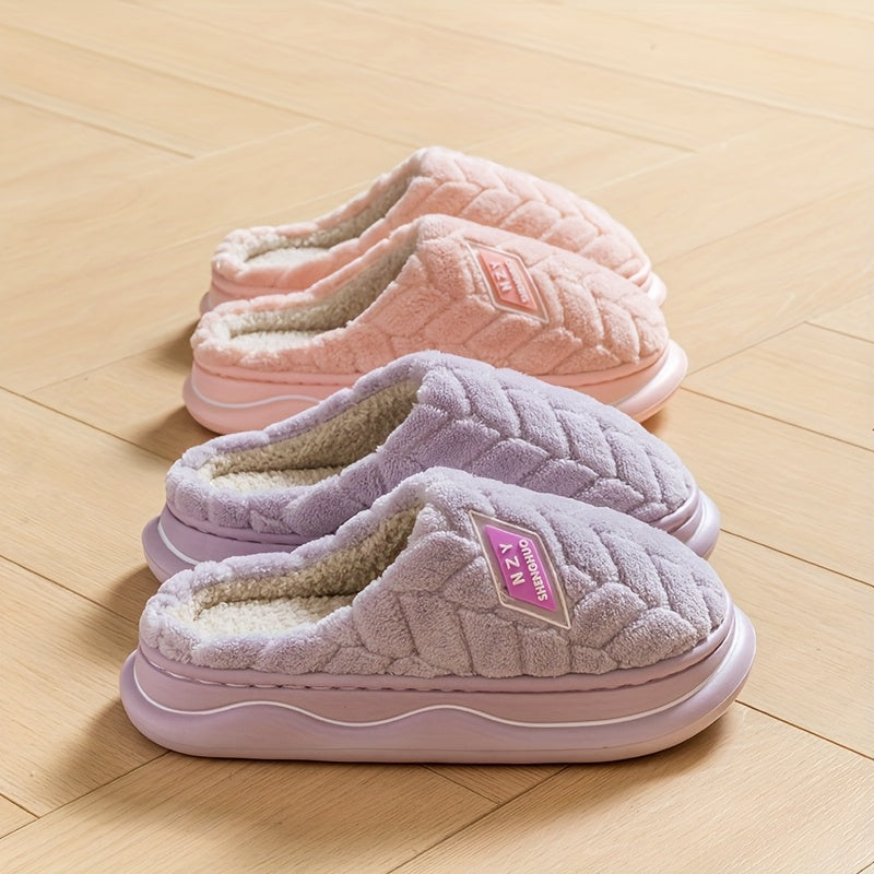 Women's Indoor Slippers Casual Solid Color Slip-On House Shoes EVA Sole