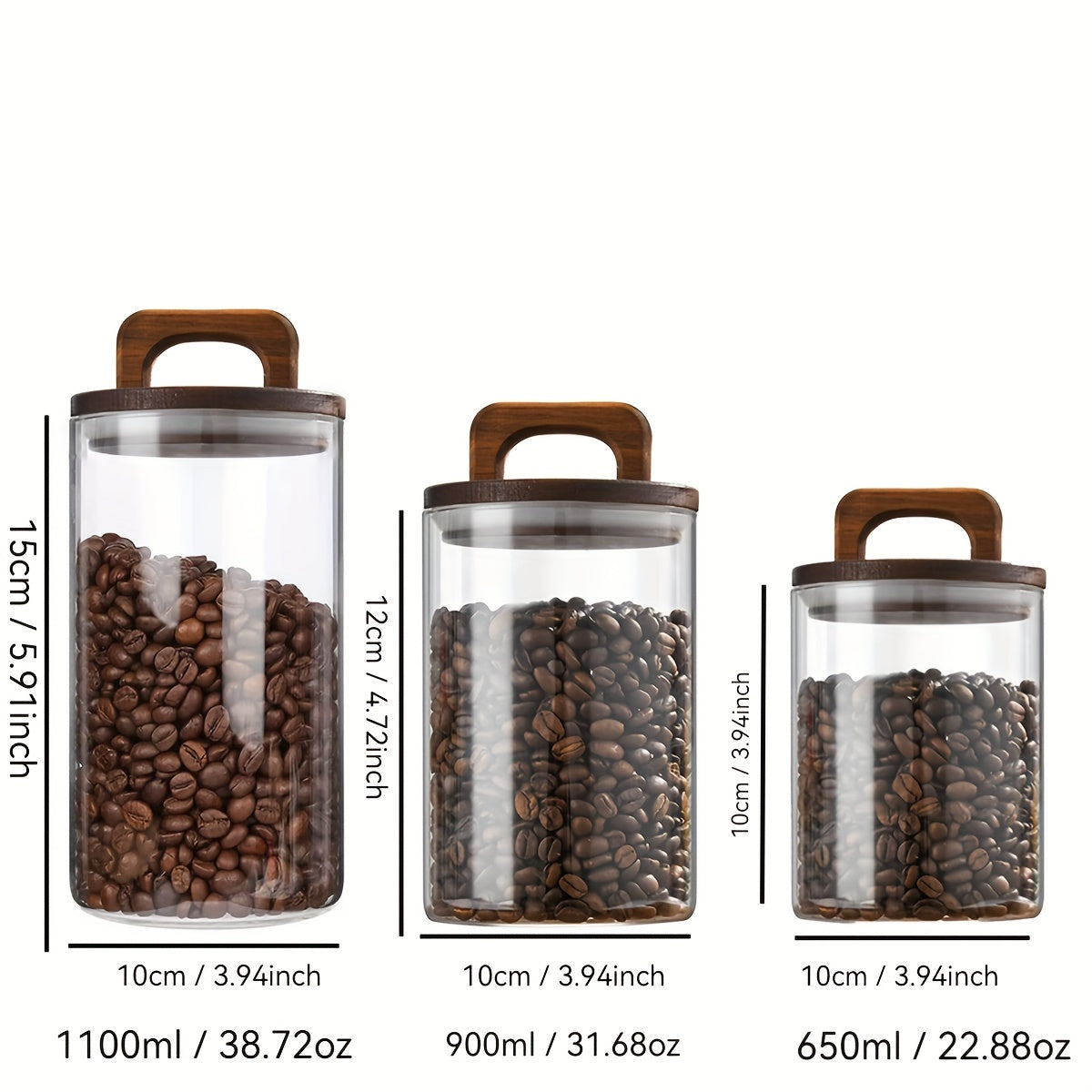 Glass Food Storage Container with Lid 650ml 1100ml Dishwasher Safe Kitchen Organizer