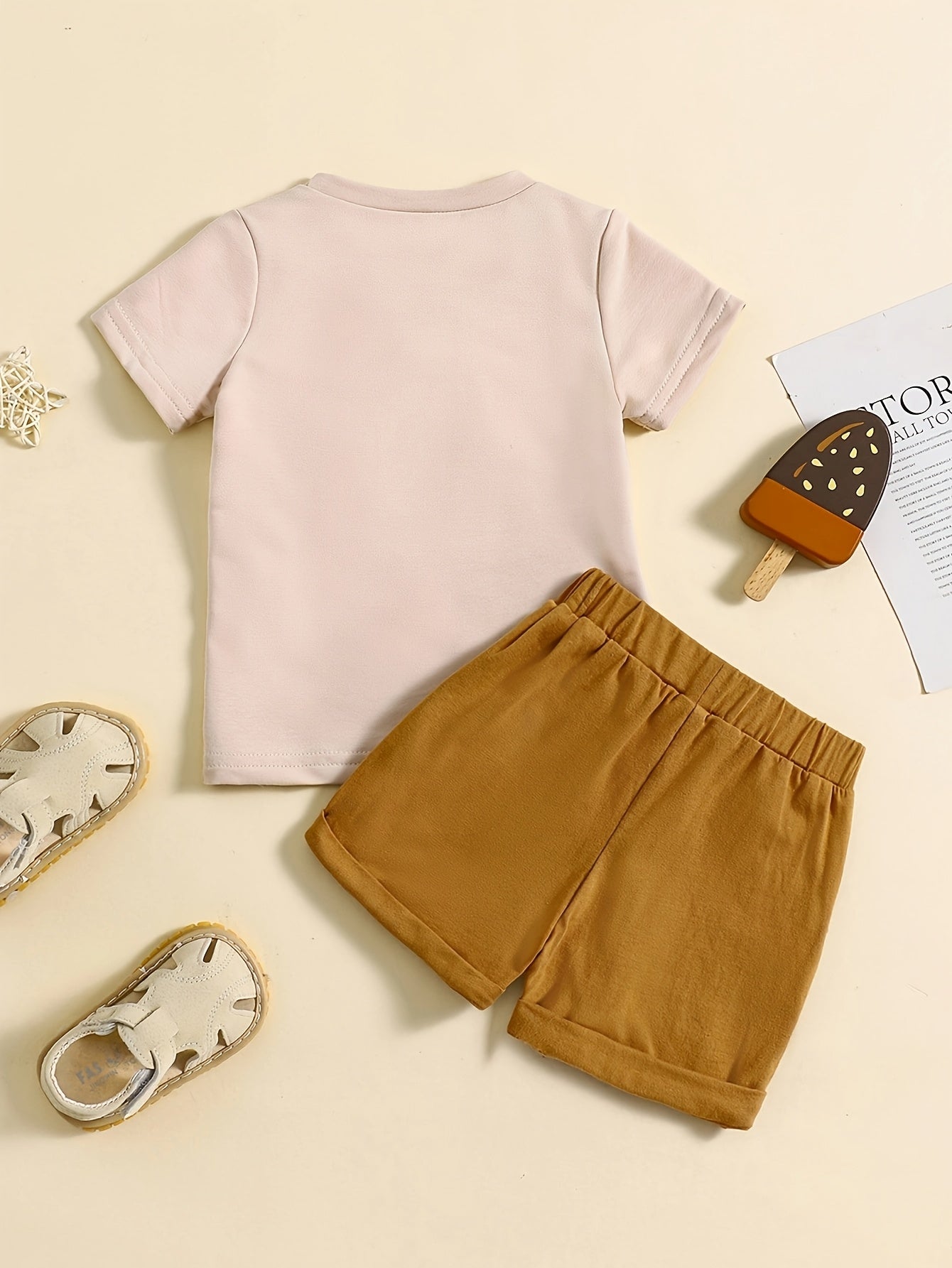 Kids' Ice Cream Print T-Shirt and Shorts Set for Boys and Babies 0-2 Years