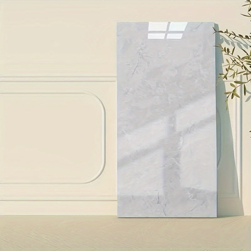 32 pieces of 3D marble pattern self-adhesive wall tiles, waterproof PVC, glossy finish, contemporary style, easy to apply and washable. Can be used for kitchen, living room, and bathroom