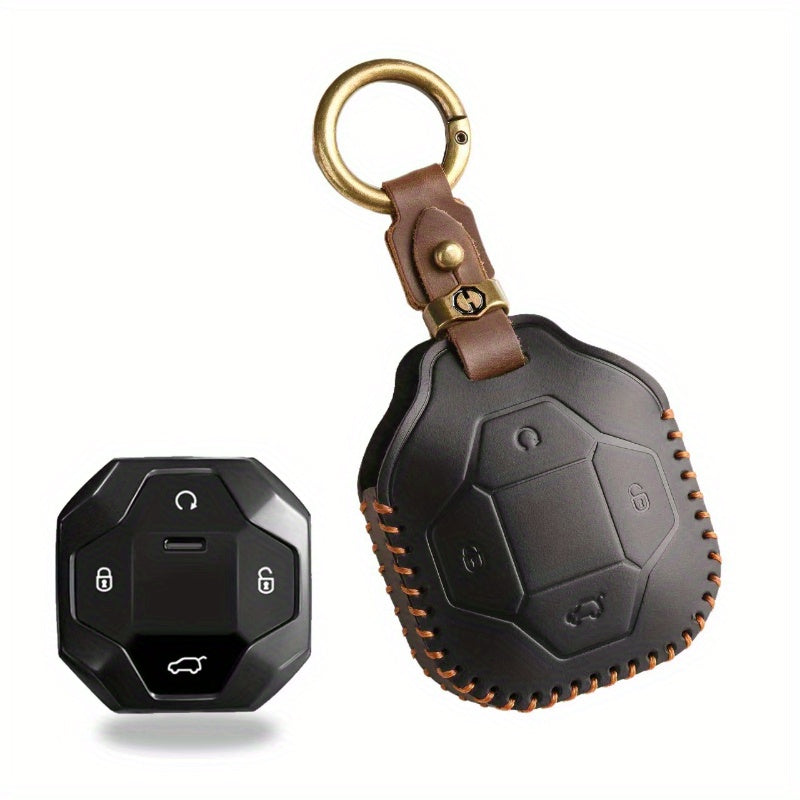 Universal Leather Car Remote Key Fob Cover with Keyring for Car Model Accessories