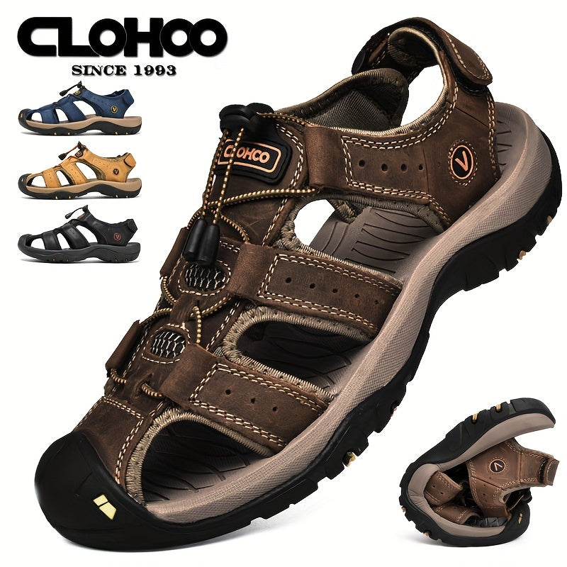 Men's Outdoor Casual Sports Sandals Cowhide Leather Rubber Sole Breathable Comfort