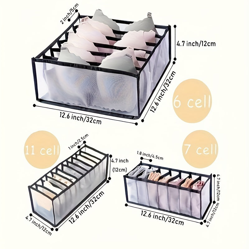 Mesh Storage Organizer Bag for Underwear Socks and Panties Drawer Divider 3-Piece