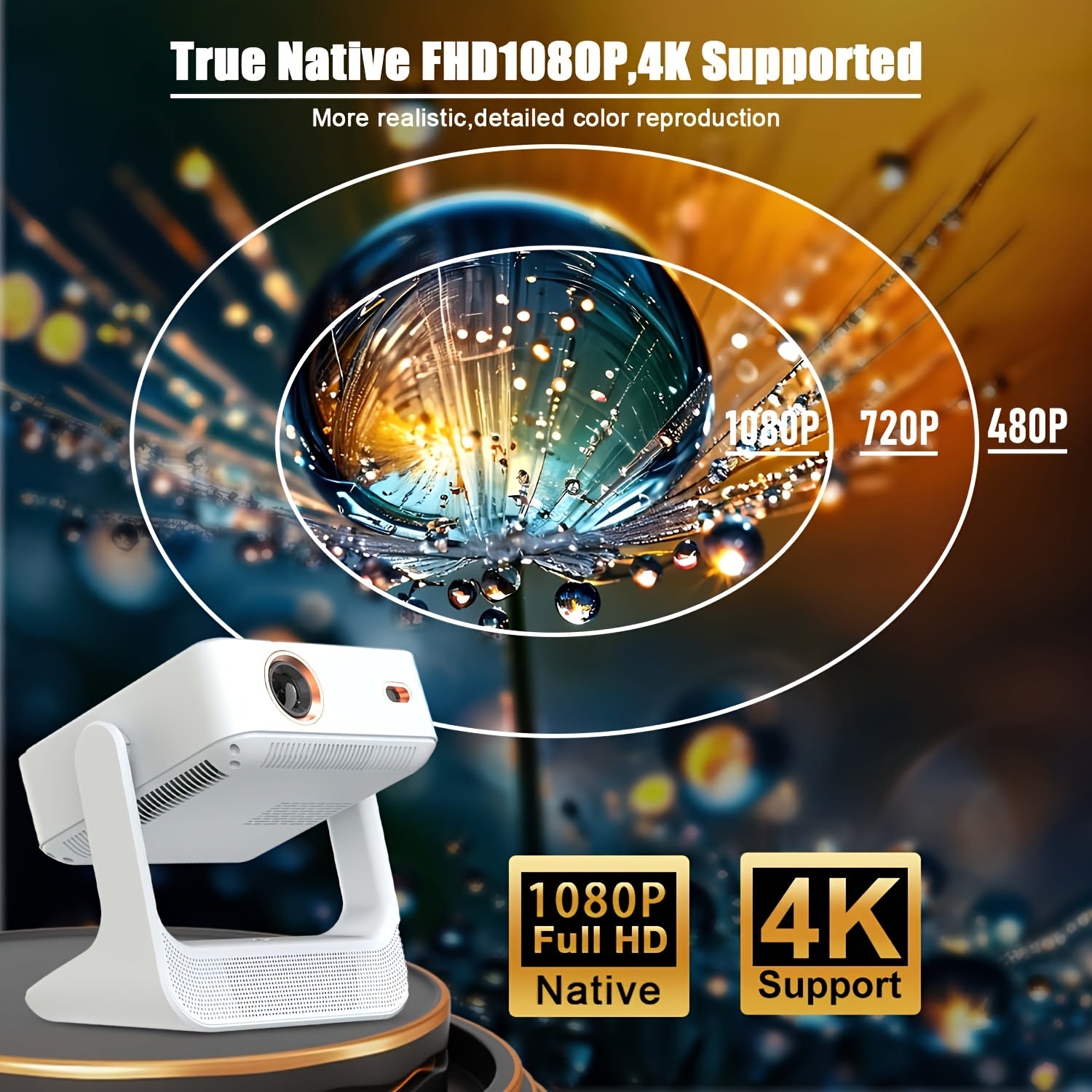 Домашний смарт-проектор с поддержкой 4K и 8-дюймовым сенсорным экраном