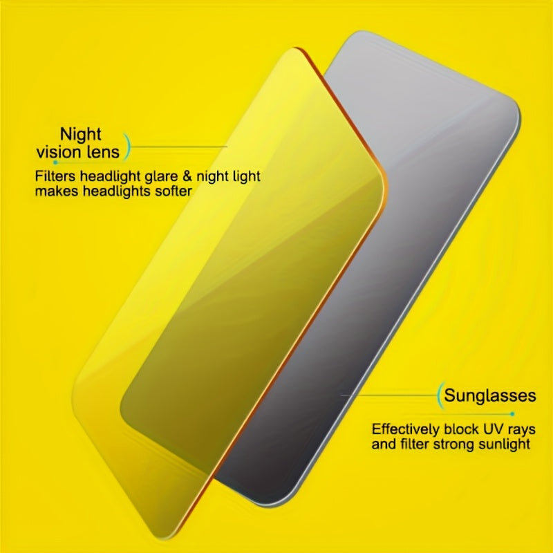 Universal Car Sun Visor Dual-Use Anti-Glare UV Filter Night Vision Adjustable Clip