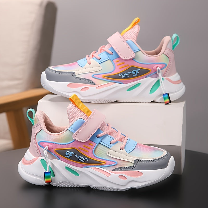 Girls Breathable Non-Slip Casual Running Sneakers for All-Season Microfiber Synthetic Leather