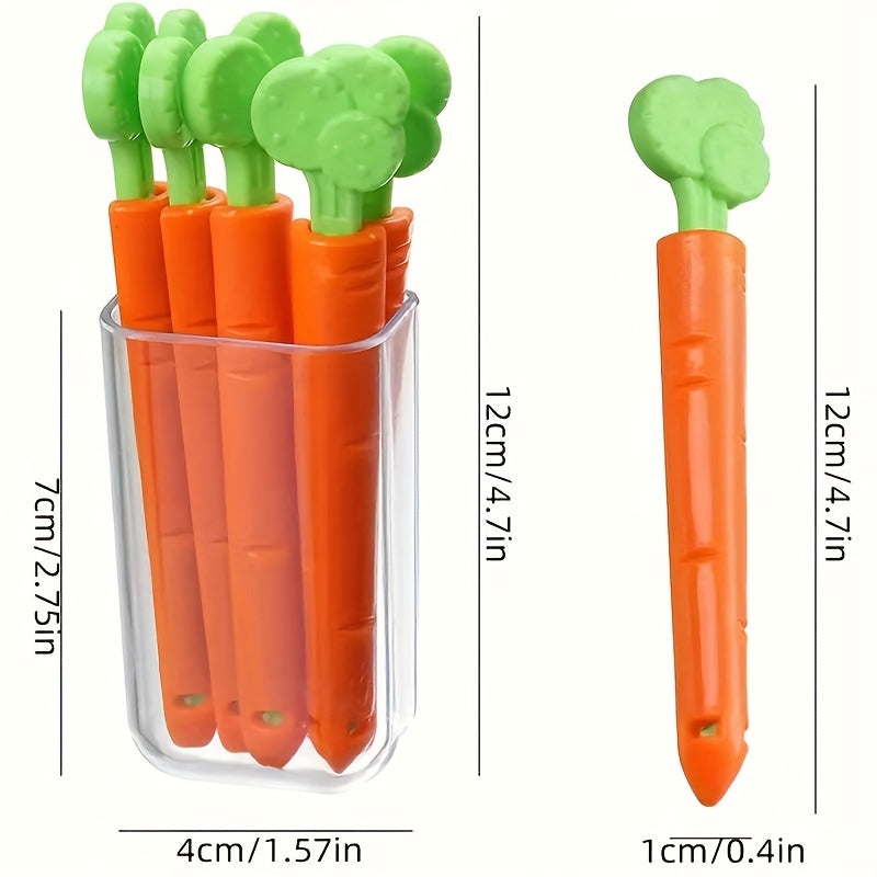 Carrot Shape Magnetic Bag Clips Set of 5 Reusable Plastic Food Sealers