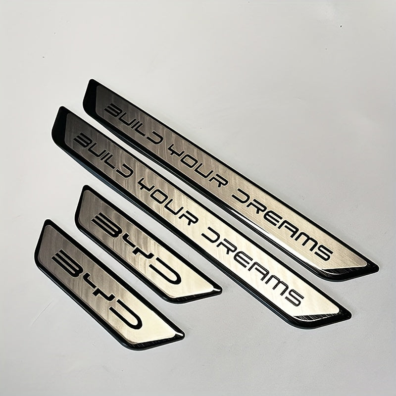 Car Exterior Door Sill Stainless Steel Welcome Pedal Anti-Scratch Carbon Fiber 4pcs