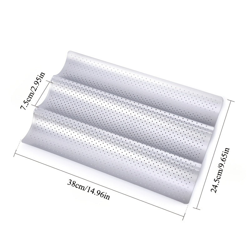 Набор из 4 антипригарных перфорированных противней для багета с закругленными углами