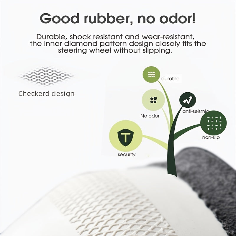 Universal Suede Leather Steering Wheel Cover Non-slip Breathable Four Seasons