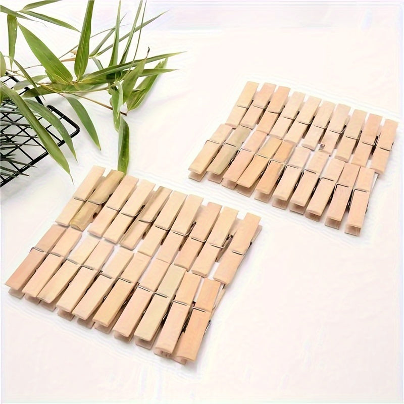 Set of 20 EcoBamboo Wooden Clothespins Weather-Resistant Laundry Clips for Air Drying Clothes