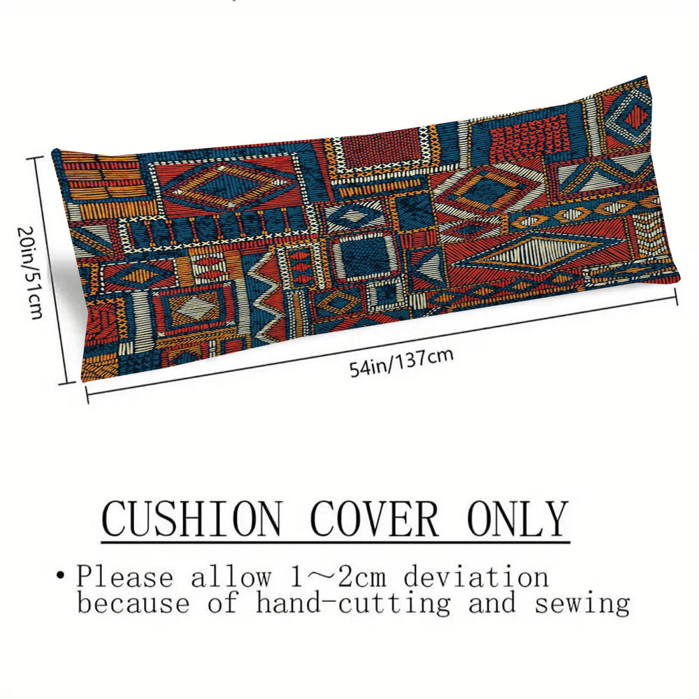 Patchwork Style Ultra-Soft Seamless Polyester Body Pillow Cover 50.8x137.2 cm Zipper Closure