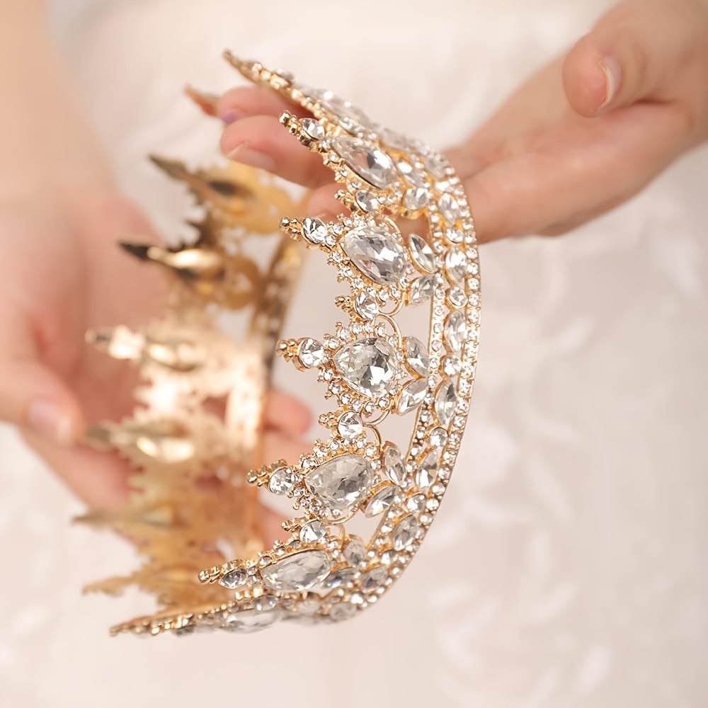 Round Crown Hair Accessory for Princess Bridal Wedding or Birthday