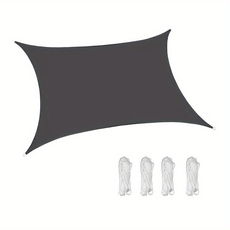 UV himoyasi quyosh soyasi 300D Oksford matosidan tayyorlangan, sovutish ta'siri bilan, mustahkam va nafas oladigan soyabon, patio, bog' va basseyn qirg'og'i uchun, suv o'tkazmaydigan emas, qora rangda.