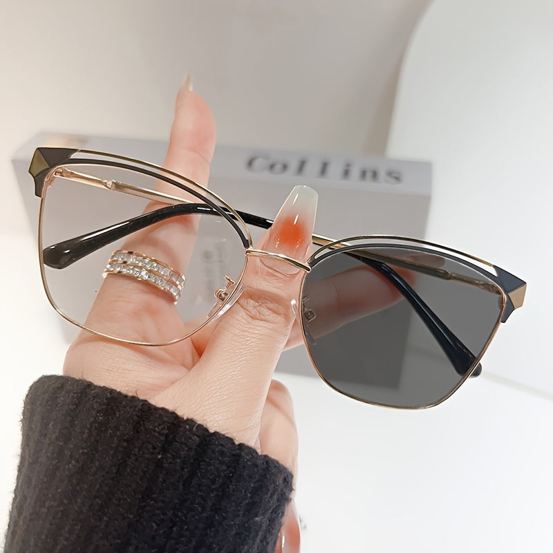 Women's Metal Frame Cat Eye Glasses with Photochromic Lenses