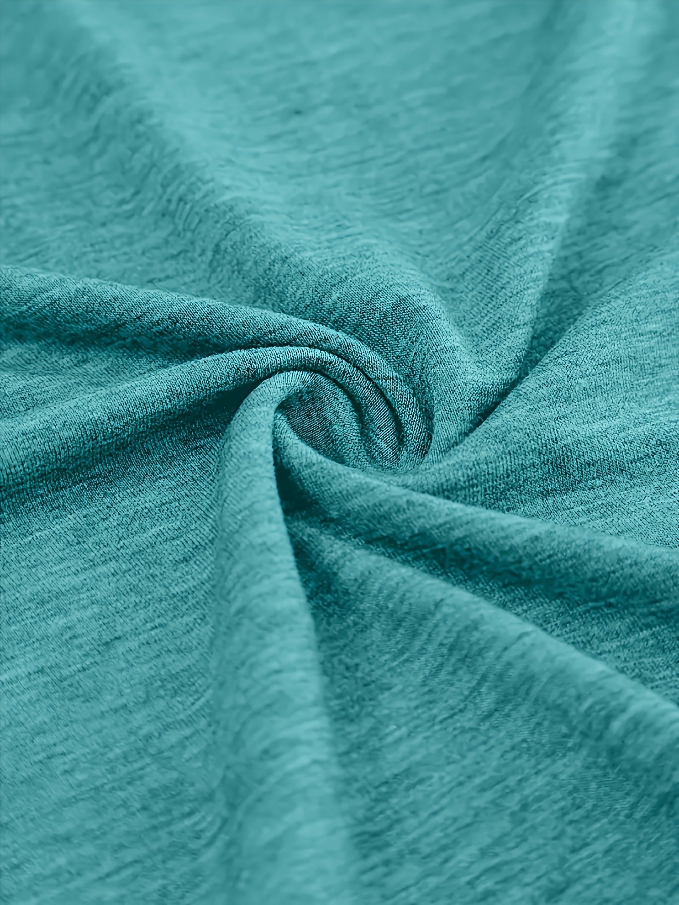 Women's V-Neck Short Sleeve T-Shirt Teal Polyester Blend Casual Summer Top