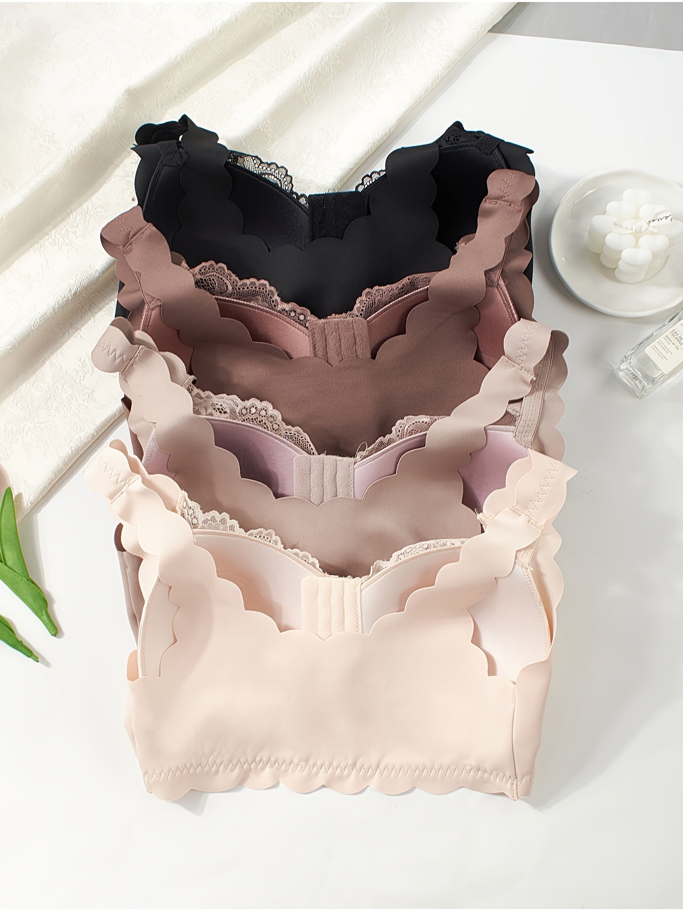 Women Lace Bra Set Plus Size V-Neck Floral Supportive Light Sports