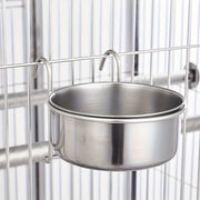Stainless Steel Hanging Dog Bowl with Clamp Holder for Spill Prevention and Neck Protection