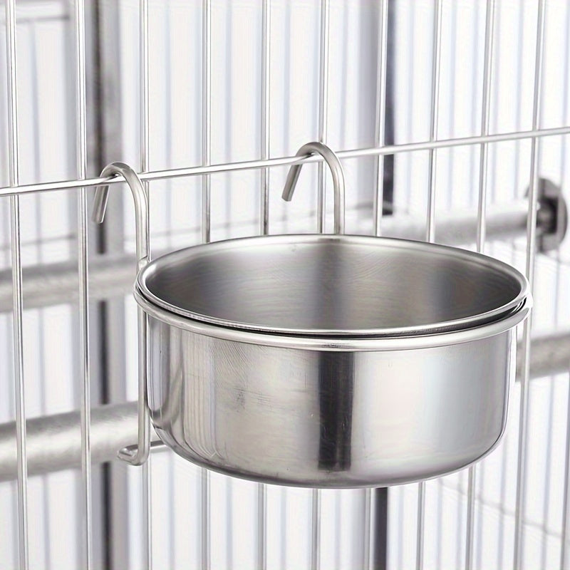 Stainless Steel Hanging Dog Bowl with Clamp Holder for Spill Prevention and Neck Protection