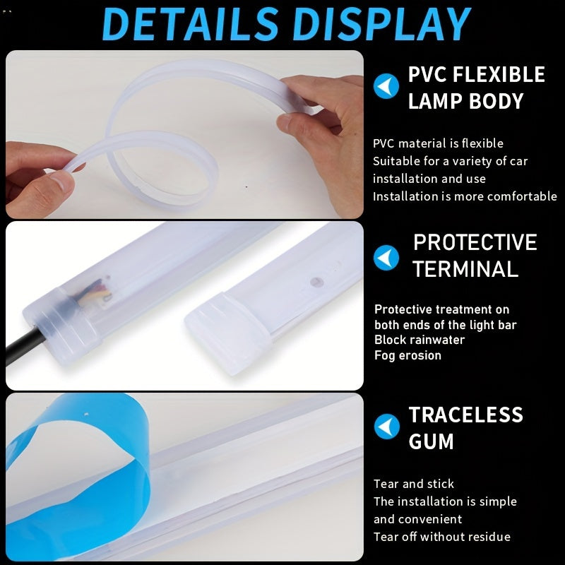 12V Avtomobil LED bezak chiroqlari lentasi, ishga tushirish skanerlash bilan, transport vositalari uchun super yorqin atmosfera chiroqlari