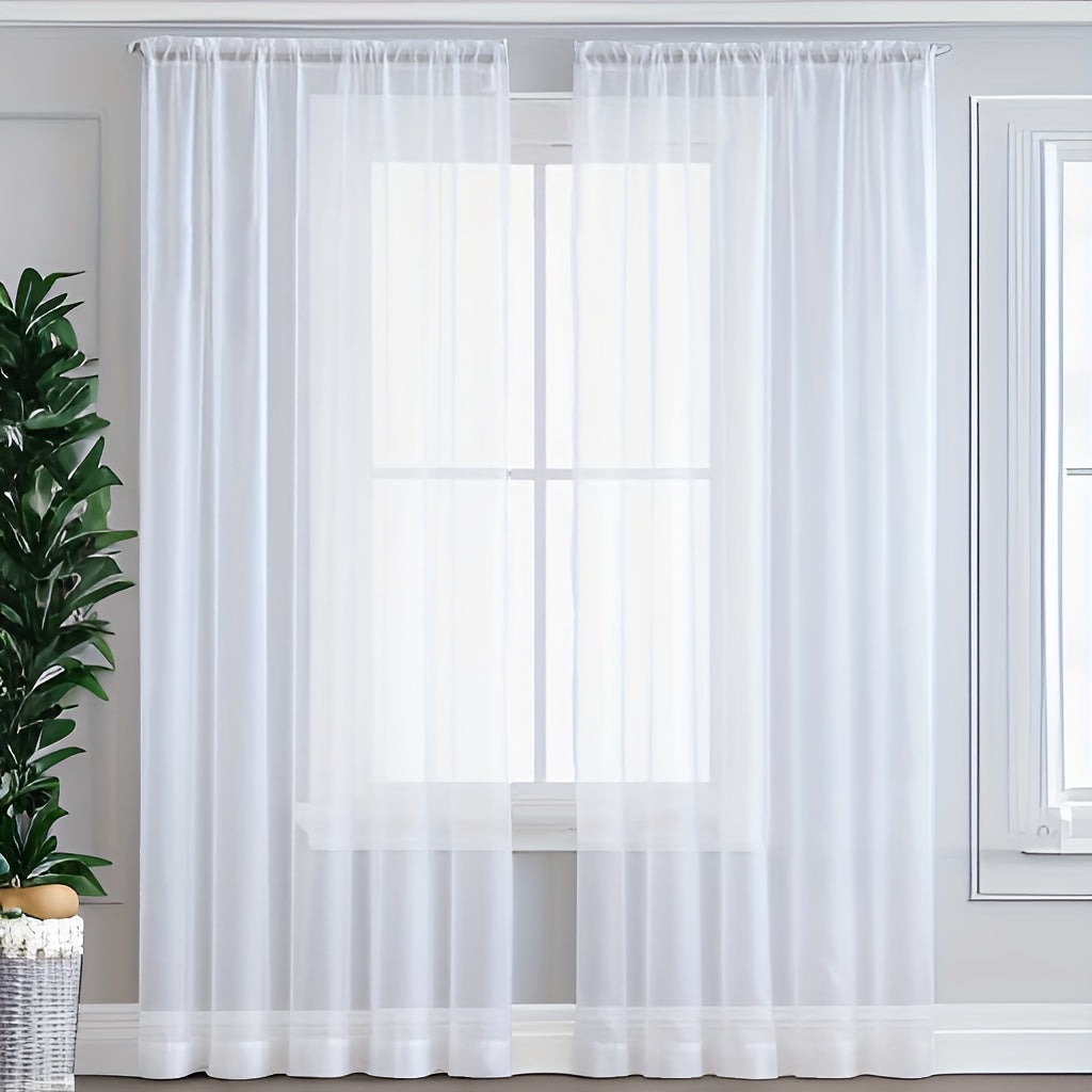 Sheer Polyester Curtain Panel for Bedroom and Living Room Light and Airy Fabric Rod Pocket Top